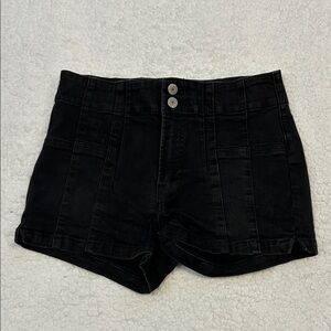 Lucky Brand High Rise Shorty Black Wash Retro Style Denim Shorts size 4